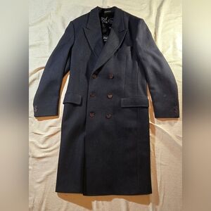 (Unisex)Men's Dark Navy Trench Coat XL